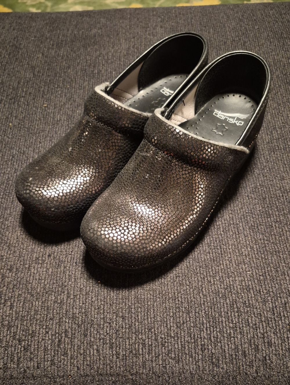 Dansko Black Metallic Textured Women’s Clogs